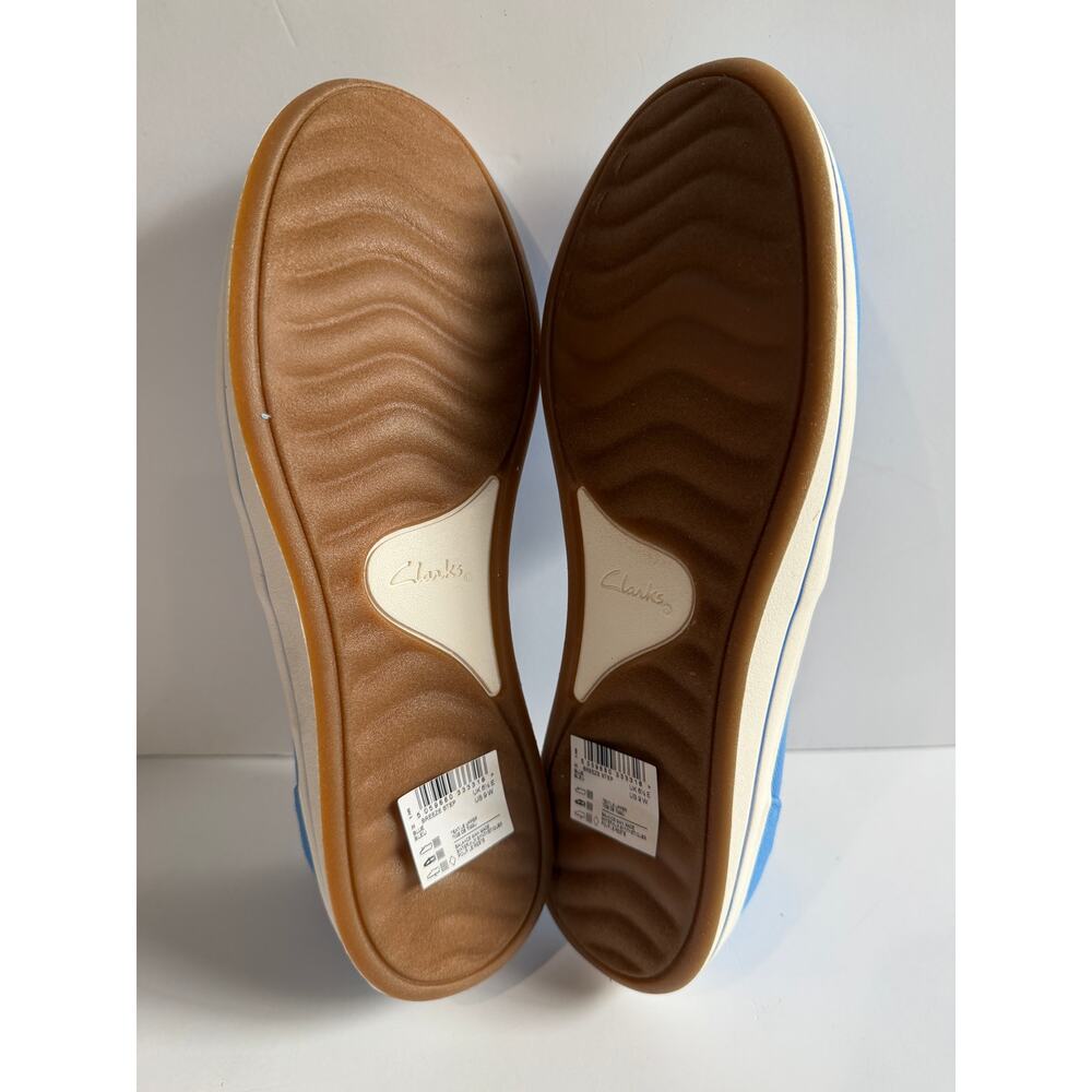 Clarks Cloudsteppers Breeze Step II Slip On Sneakers Blue Canvas Sz 9 WIDE NEW - Picture 7 of 8